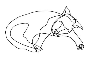 yalan kedi basit vektör çizim tek bir ya da sürekli çizgi