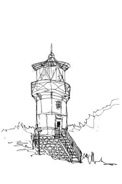 Sahne Feneri Kulesi, beyaz arkaplanda basit vektör çizimi