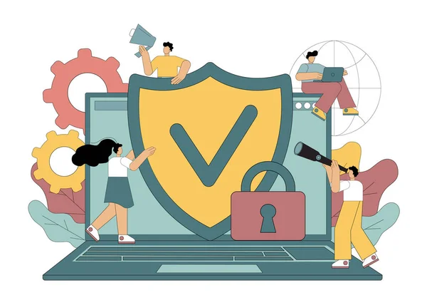 Protecção Dados Informáticos Base Dados Confiável Segurança Software Antivírus Ilustração — Vetor de Stock