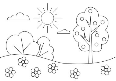 Beyaz arka planda çocuklar için Contour çizimi. Boyama. Basit bir illüstrasyon. Küçük çocuklar, anaokulu öğrencileri için çizim. Vektör.