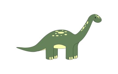 Şirin Diplodocus. Dinozor çizgi filmi. Tarih öncesi hayvan resimleri..