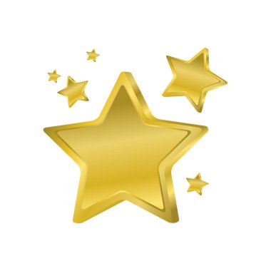 Vektör altın yıldızlar. Beyaz arka planda resim. Dekor ögesi