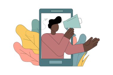 Hoparlörlerle reklam yapıyorum. Pazarlama. Son haberler, bilgi kaynakları.