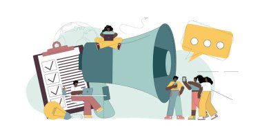 Medya, halkla ilişkiler, pazarlama kampanyası aracılığıyla duyurular. Halkla İlişkiler.