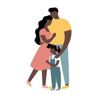 Üç kişilik bir aile. Baba, anne ve çocuk birbirlerine sarılıyorlar. Arkadaş canlısı aile.