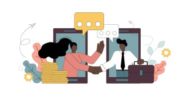 İş yardımı konsepti. Çevrimiçi girişimcilik. Çevrimiçi iş fikirlerinin finansmanı