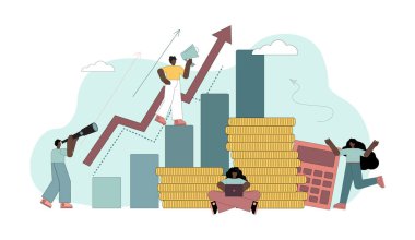 Küçük insanların planı, şirketi geliştirmek. Başarı kavramı, finansal büyüme, kâr