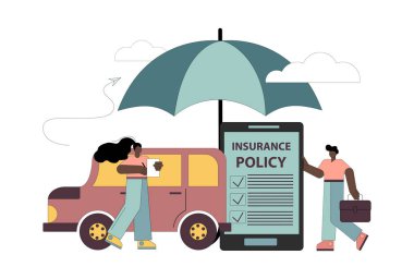 Araba sigortası konsepti. Araçlar için Kaza Koruması, Güvenlik Sigorta Servisi.