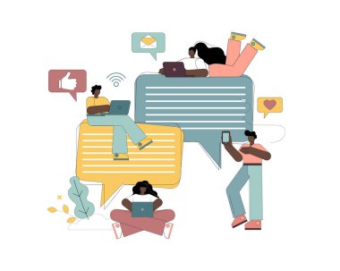 Sohbet mesajlaşması, internet iletişim konsepti. Sosyal ağlar