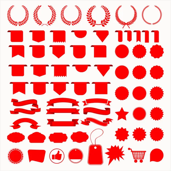Grande Collection Étiquettes Rouges Étiquettes Rubans Autocollants — Image vectorielle