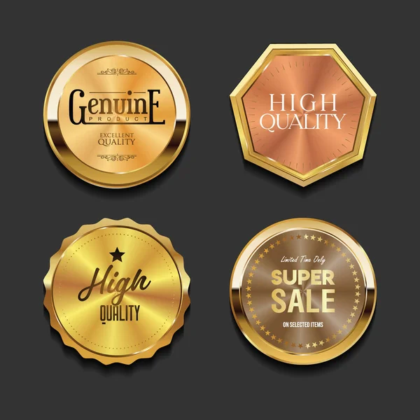 Luksusowe Złote Odznaki Etykiety Premium — Wektor stockowy