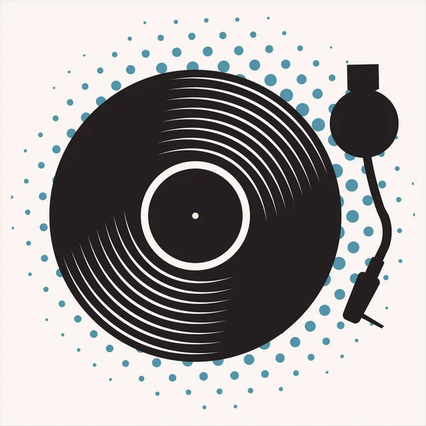 Siyah Vinil Plak Disk Düz Kavramı Vektör Çizim — Stok Vektör