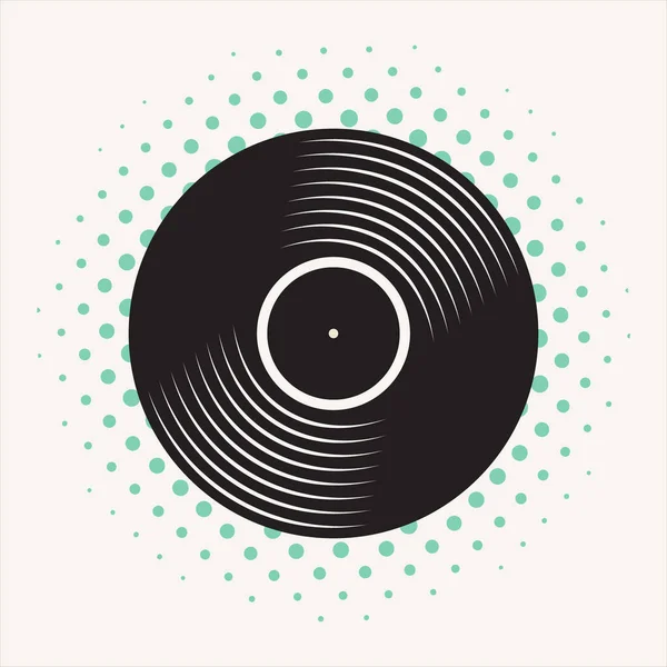 黒のビニール レコードのディスク フラット概念ベクトル図 — ストックベクタ