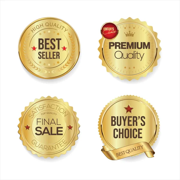 Luxury Premium Golden Badges Labels — Stock Vector