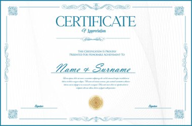 Zarif sertifika veya diploma retro vintage tasarım 
