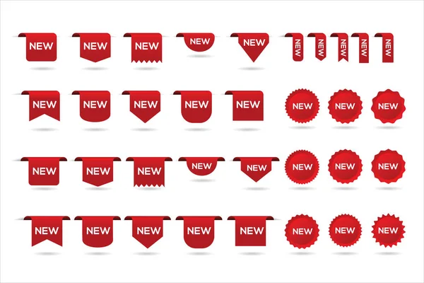 Gran Colección Etiquetas Adhesivas Nuevo Precio Rojo Etiquetas Cintas — Vector de stock