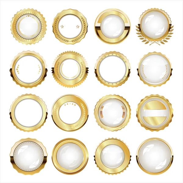 白を基調とした白と金のバッジのコレクション — ストックベクタ