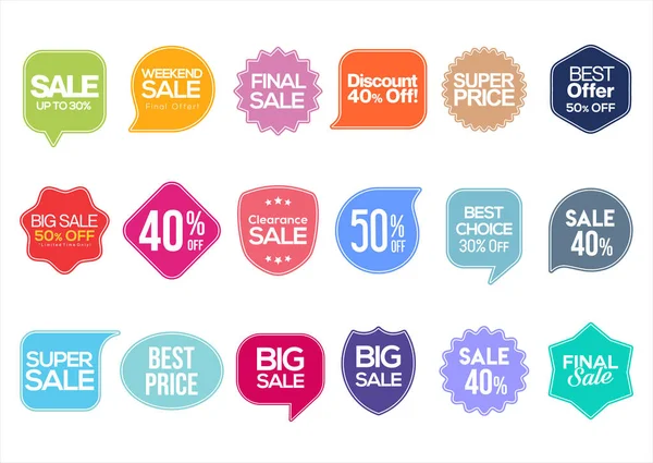 Verkoop Stickers Labels Kleurrijke Collectie Vectorillustratie — Stockvector