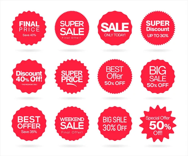 Sale Stickers Tags Red Collection Vector Illustration — Stockvector
