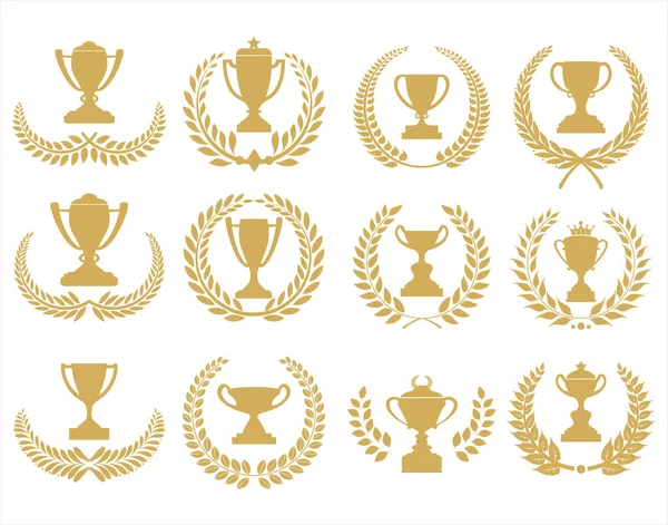 Award Cups Trophy Icons Vector Collection — Archivo Imágenes Vectoriales