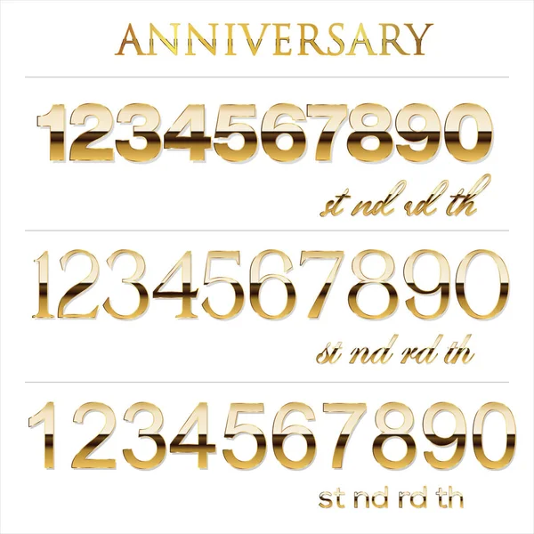 Anniversary Golden Numbers Stock Vector Illustration — Stock Vector