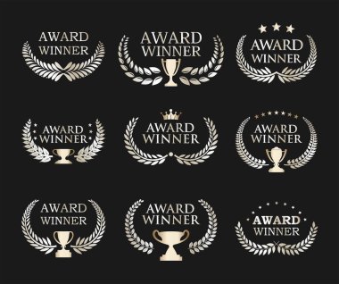 Ödüllü amblem gümüş ve altın defne çelengi koleksiyonu 