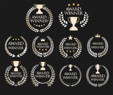 Ödüllü amblem gümüş ve altın defne çelengi koleksiyonu 