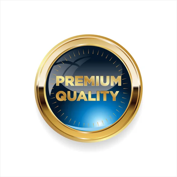 Premium Kwaliteit Gouden Badge Geïsoleerd Witte Achtergrond — Stockvector
