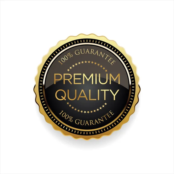 Emblema Dourado Qualidade Premium Isolado Fundo Branco — Vetor de Stock