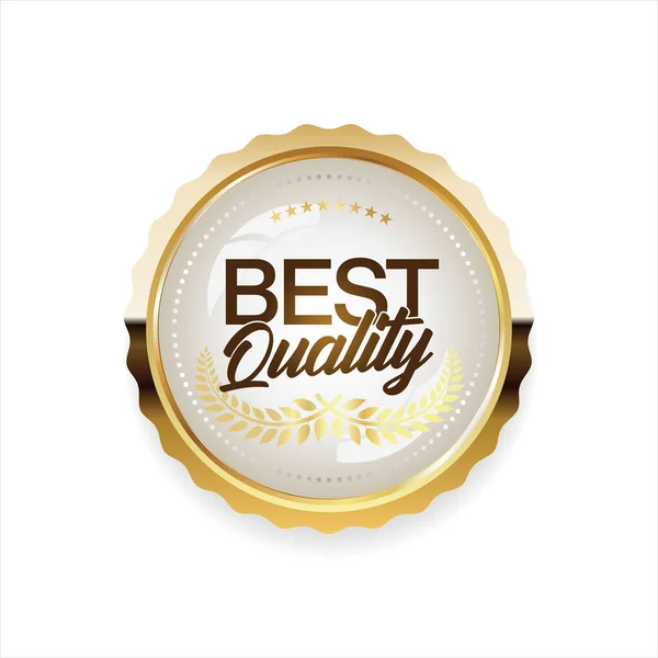 Lencana Emas Kualitas Premium Diisolasi Latar Belakang Putih - Stok Vektor