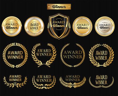 Altın defne çelengi ve rozet koleksiyonunun ödüllü simgesi 