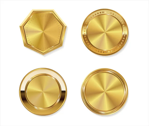 Coleção Emblemas Dourados Rótulos Estilo Retro — Vetor de Stock
