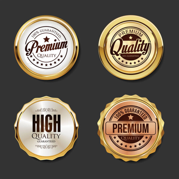 Luxury premium quality golden badges and labels collection