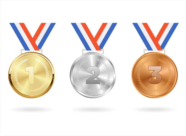 Coleção Medalhas Prata Ouro Bronze Vencedor —  Vetores de Stock