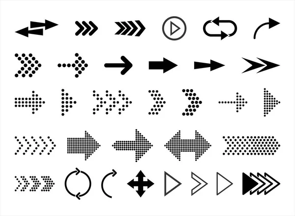 Collection Different Arrows Black Icons Vector Illustration — Stock Vector
