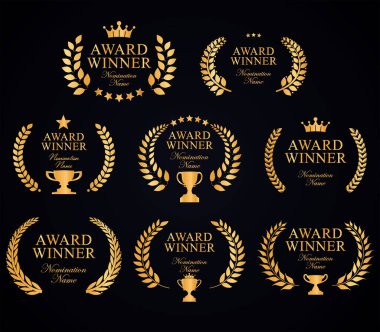 Altın defne çelengi ödüllü amblem koleksiyonu