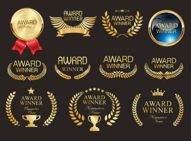 Altın defne çelengi illüstrasyonu ödüllü amblem koleksiyonu 