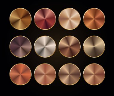 Bronz metalik gradyan koleksiyonu vektör illüstrasyonuName 