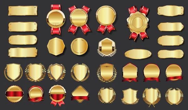 Золотые Пустые Этикетки Ретро Винтажный Дизайн Векторной Коллекции — стоковый вектор