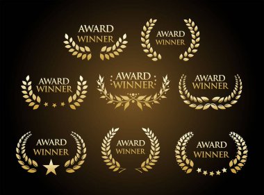 Altın defne çelengi siyah metin koleksiyonunun ödüllü amblemi