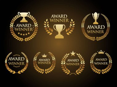 Altın defne çelengi siyah metin koleksiyonunun ödüllü amblemi