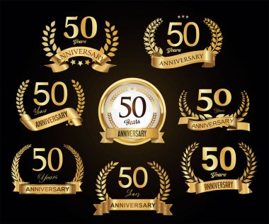 Altın defne çelenkleri koleksiyonu vektör illüstrasyonunu temsil ediyor 