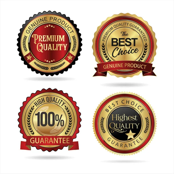Qualité Premium Noir Rouge Collection Badges — Image vectorielle