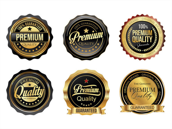 Premium Quality Golden labels retro vintage design vector collection 