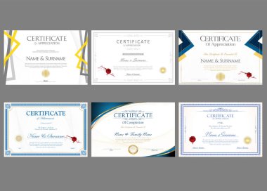 Collection of Certificate retro design template  clipart