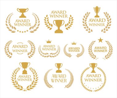 Altın defne çelengi siyah metin koleksiyonunun ödüllü amblemi