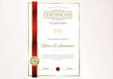 Sertifika veya diploma retro tasarım şablonu vektör çizim