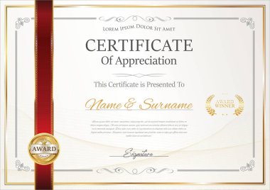 Sertifika veya diploma retro tasarım şablonu vektör çizim