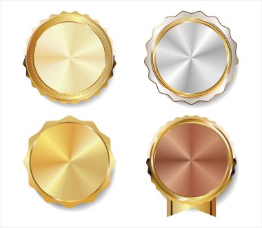 Lüks prim indirimi. Altın rozetler ve etiketler.