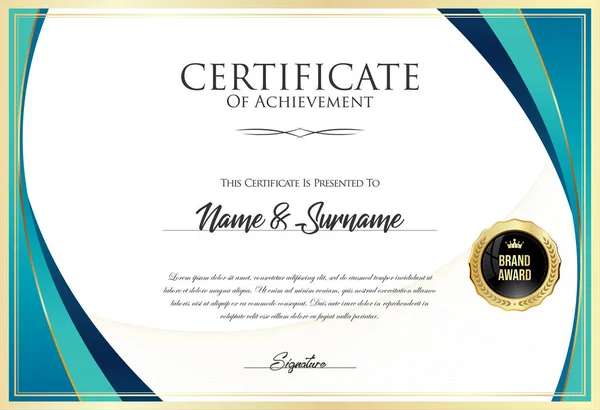 Certificate Golden Seal Colorful Design Border — Stock Vector